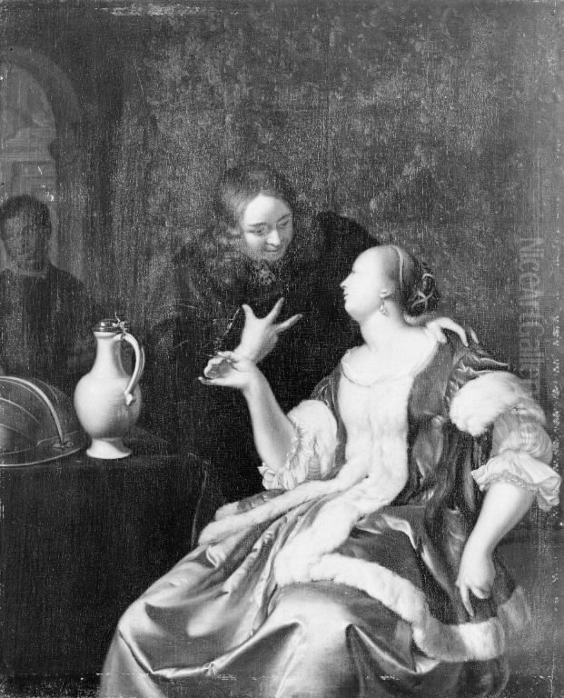 Couple Conversing Oil Painting by Frans van Mieris