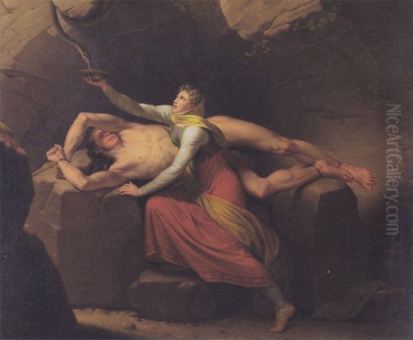 Loki and Sigyn Oil Painting by Christoffer Wilhelm Eckersberg