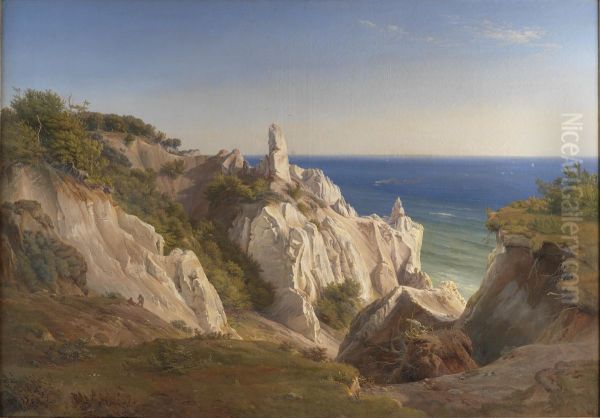 The Cliffs of the Island of Mon Oil Painting by Louis Gurlitt