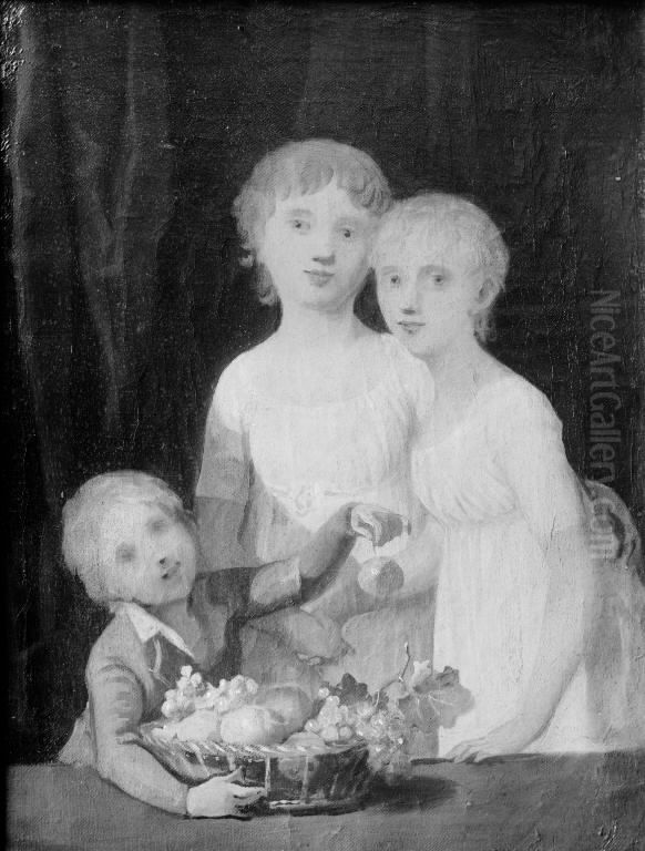 Gruppebillede af kunstnerens born Oil Painting by Jens Juel