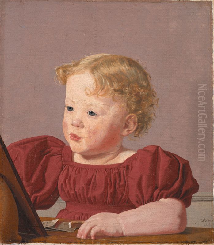 Ida Thiele, senere gift Wilde, som barn Oil Painting by Christen Kobke