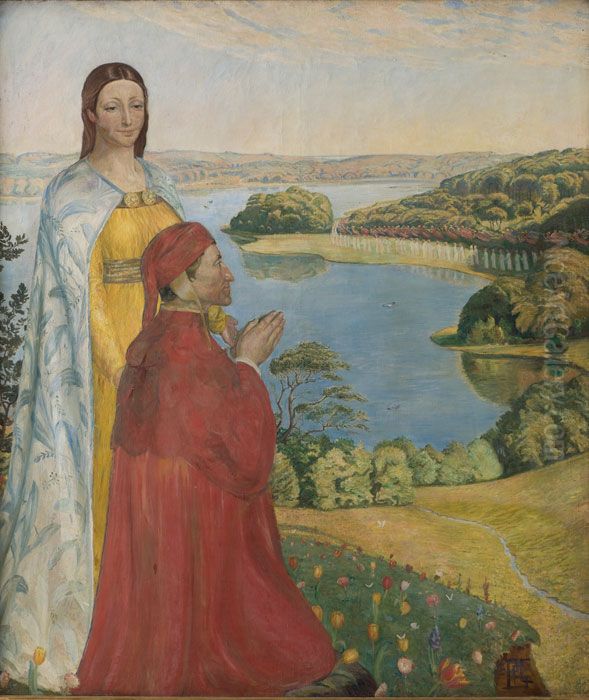 Dante og Beatrice i Paradis Oil Painting by Poul Simon Christiansen Dante og Beatrice i Paradis Oil Painting by Poul Simon Christiansen