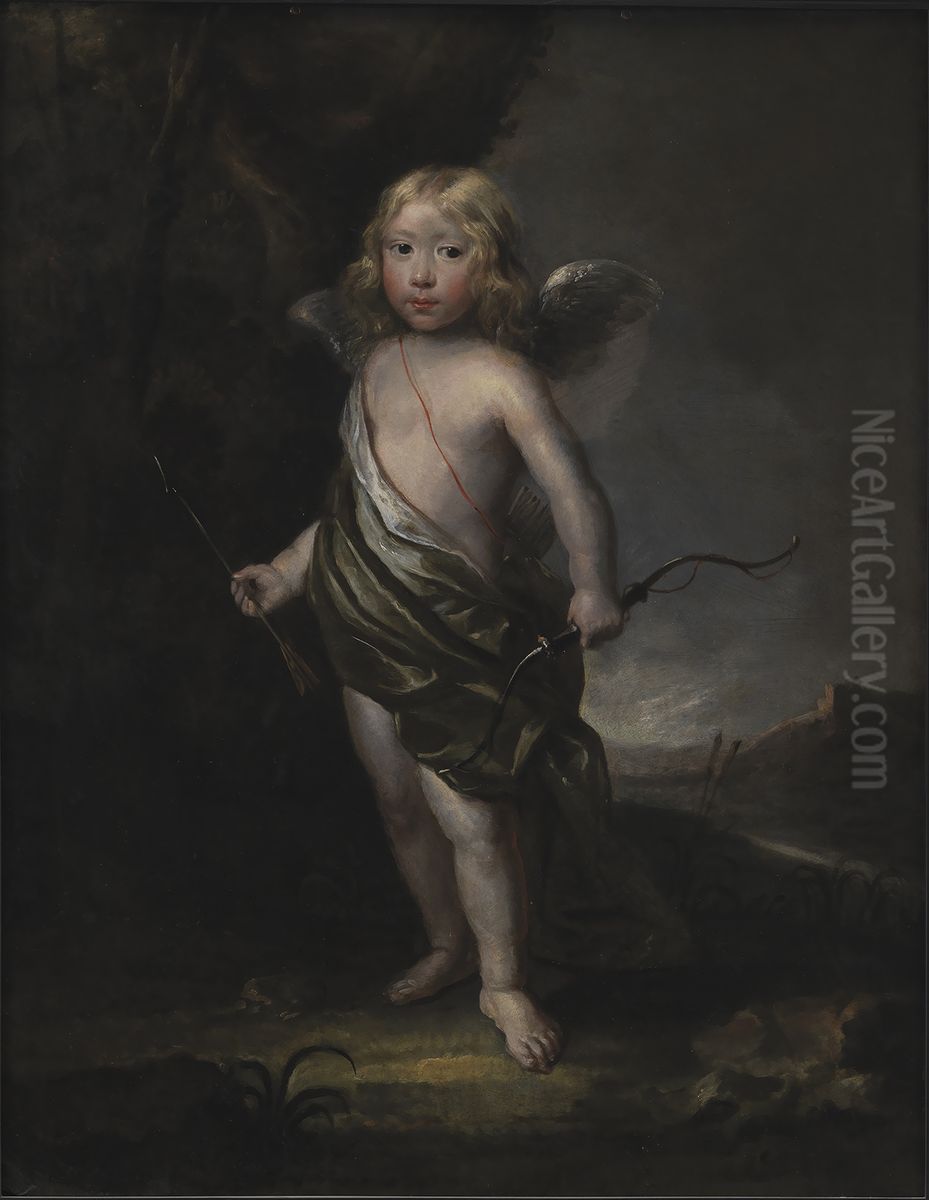 Portrait of a Noble Boy in Cupid's Costume Oil Painting by Abraham Wuchters