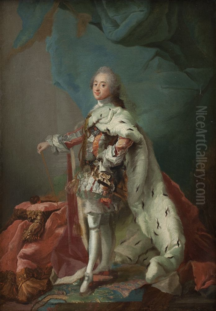Frederik V i salvingsdragt Oil Painting by Carl Gustaf Pilo