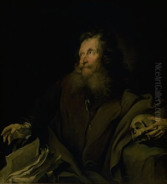Wax Modeller Simon as St. Jerome Oil Painting by Henrich Dittmers