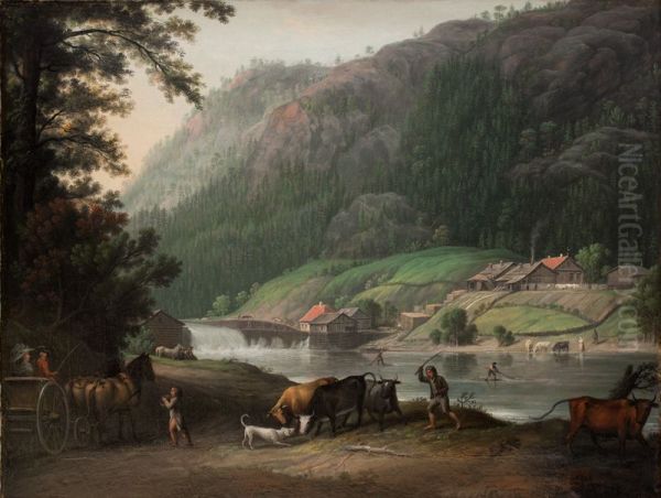 Tistedalen ved Frederikshald i Norge Oil Painting by Eric Paulsen