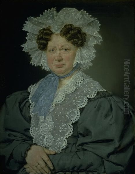 Kammerherreinde Kirsten Stampe f. Kaas (1766-1842) gift 1793 med kammerherre, Holger Baron Stampe til Nyso Oil Painting by Christian Albrecht Jensen