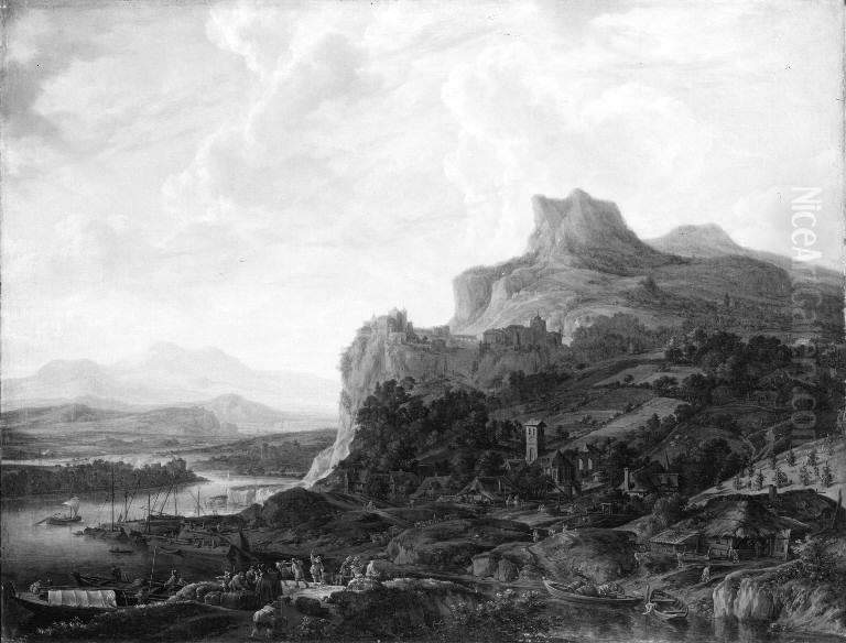 Landscape by the Rhine Oil Painting by Herman Saftleven