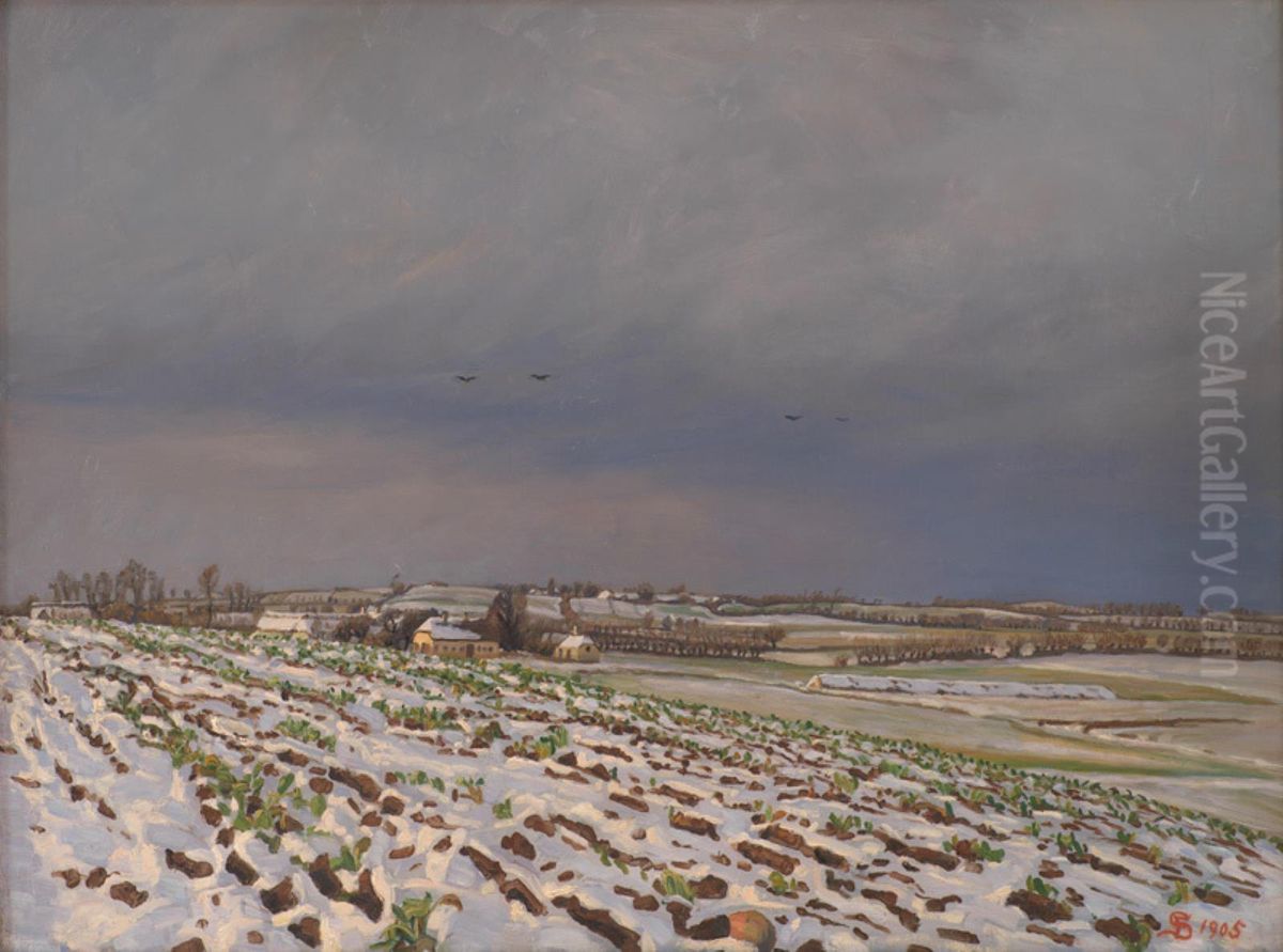 Early Snow Oil Painting by Fritz Syberg