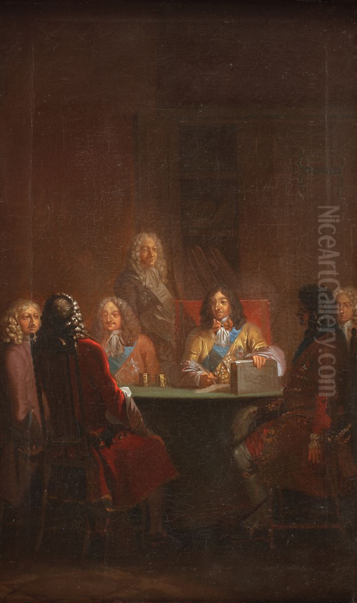 Christian V Presents Danish Law 1683 Oil Painting by Nicolai Abildgaard