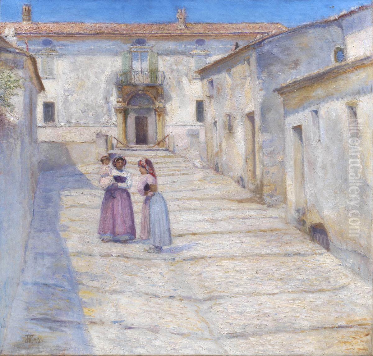 Palazzo Ferrante i Civita d'Antino Oil Painting by Henry Lorup
