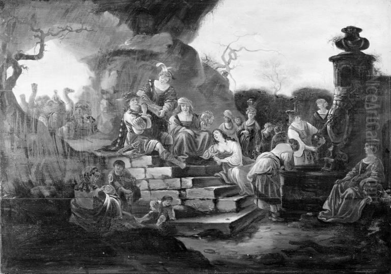 Merry Company by a Fountain Oil Painting by Jacob Willemsz de Wet