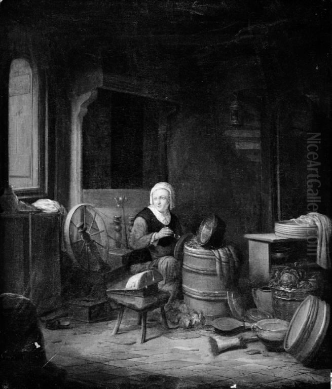 The Spinner's Meal Oil Painting by Quirijn van Brekelenkam