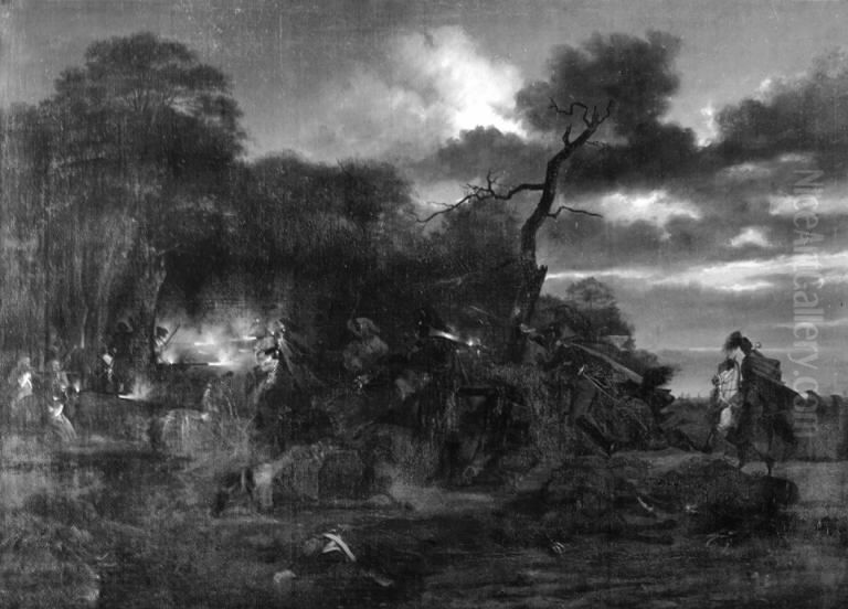 Franske kyrasserer, som angriber en russisk forpost Oil Painting by Christian Frederik Carl Holm