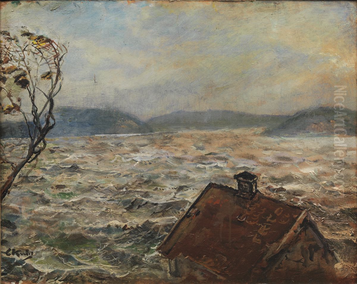View from Bjelkeviken Oil Painting by Christian Krohg