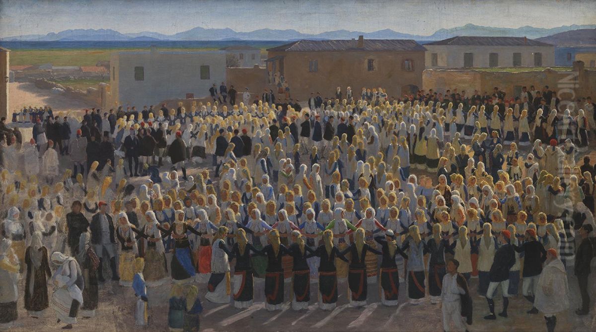 Kvindedansen i Megara Oil Painting by Niels Skovgaard