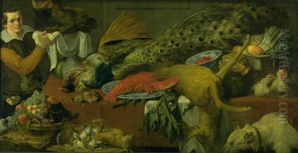 Kokkenstykke med en kokkenkarl Oil Painting by Frans Snyders