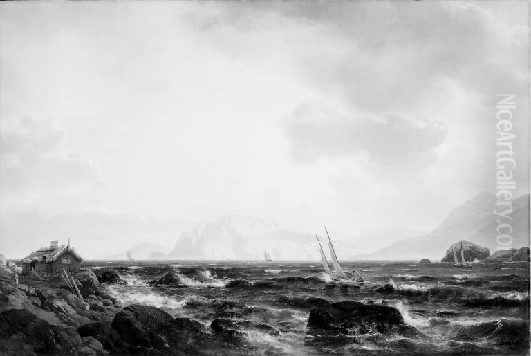 Skaergarden nord for byen Marstrands faestning i Bohuslen Oil Painting by Carl Frederik Sorensen