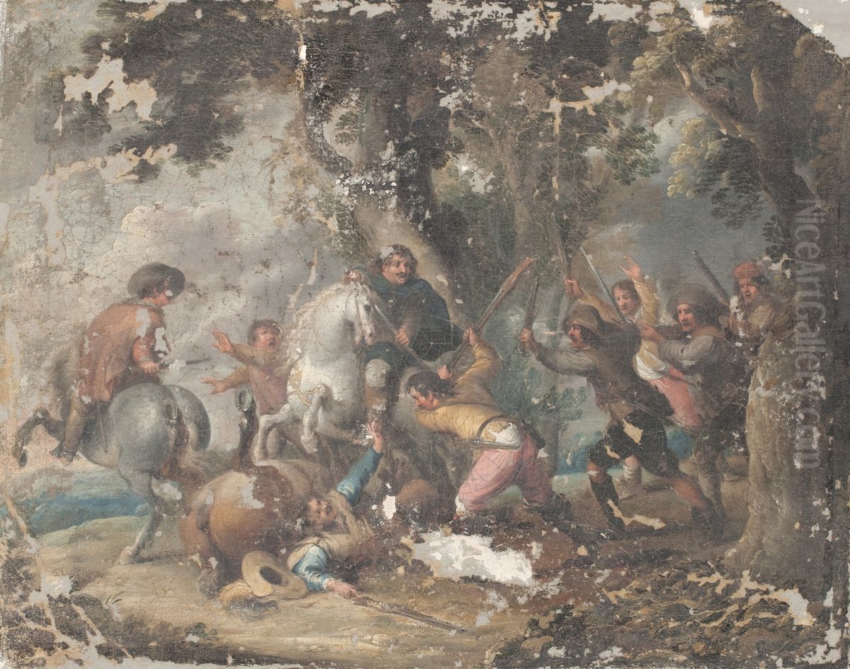 Hold-Up Oil Painting by Jacques Courtois