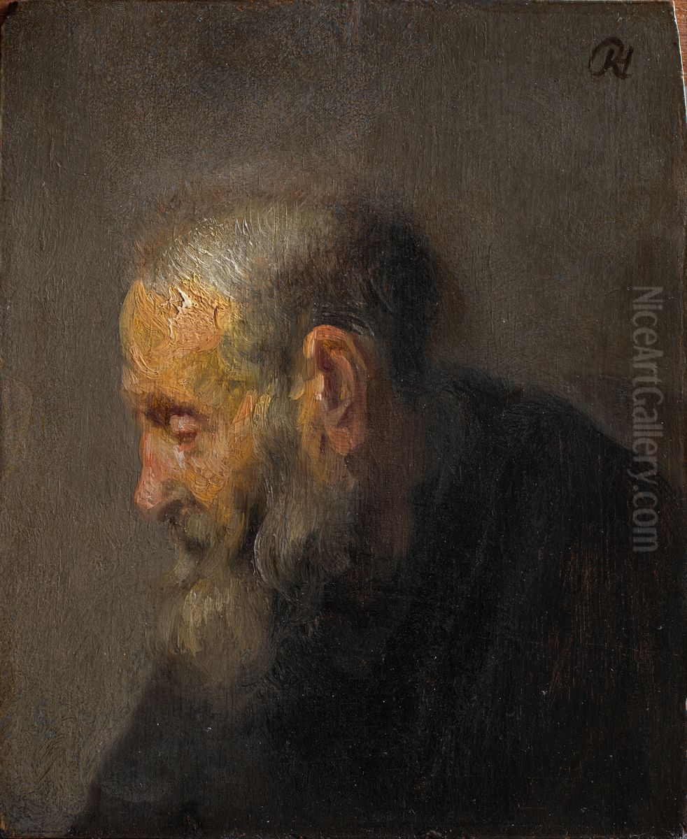 Study of an Old Man in Profile Oil Painting by Rembrandt