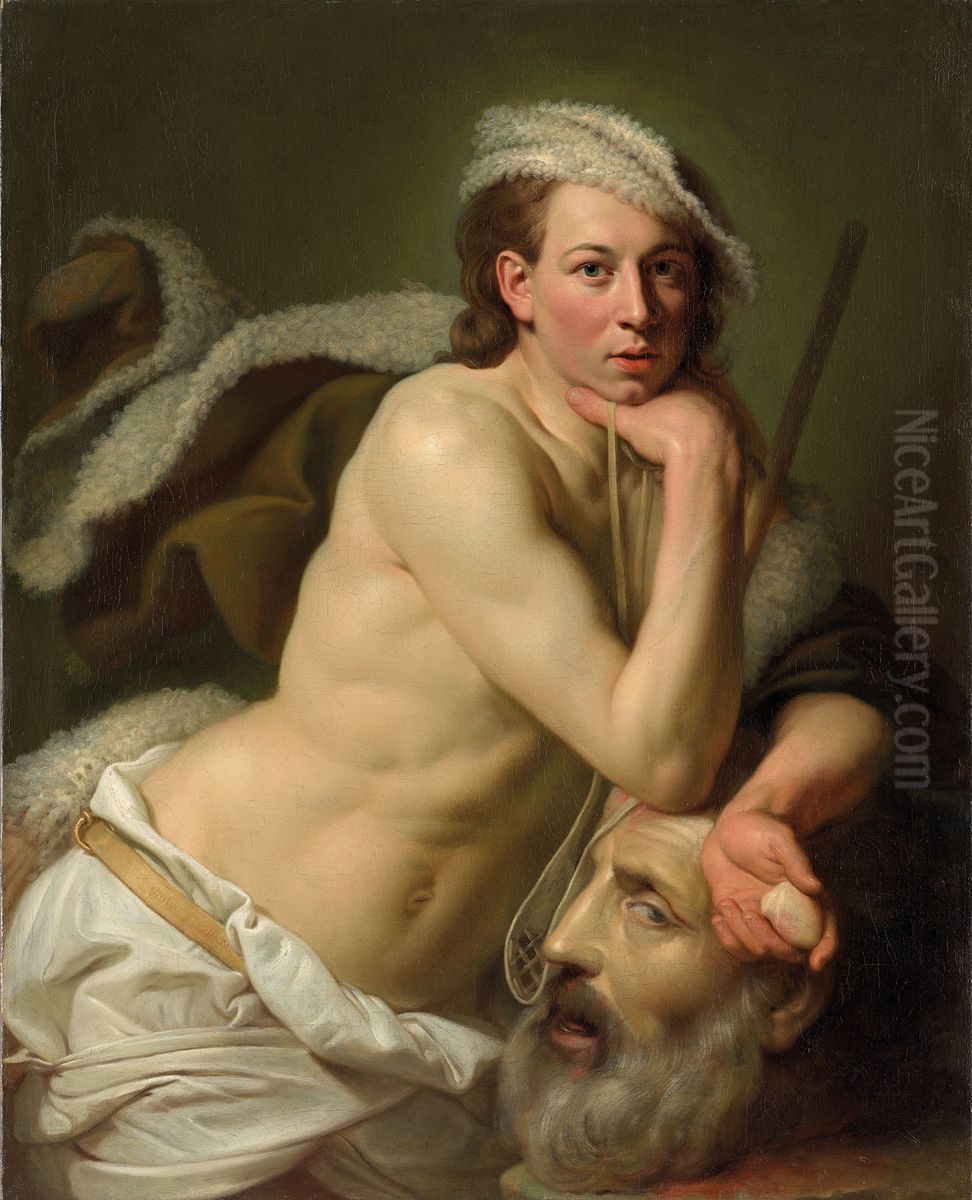 Self-portrait as David with the head of Goliath Oil Painting by Johann Zoffany