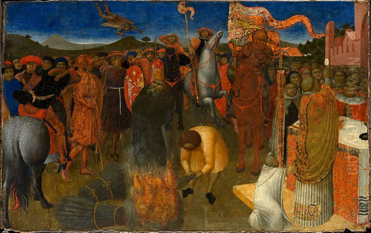 The burning of a heretic Oil Painting by Stefano di Giovanni