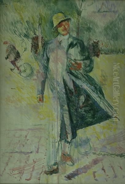 Selvportraet Oil Painting by Ludvig Karsten