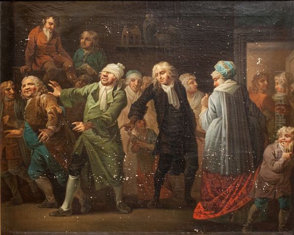 Julestuen, 13. scene Oil Painting by Christian August Lorentzen
