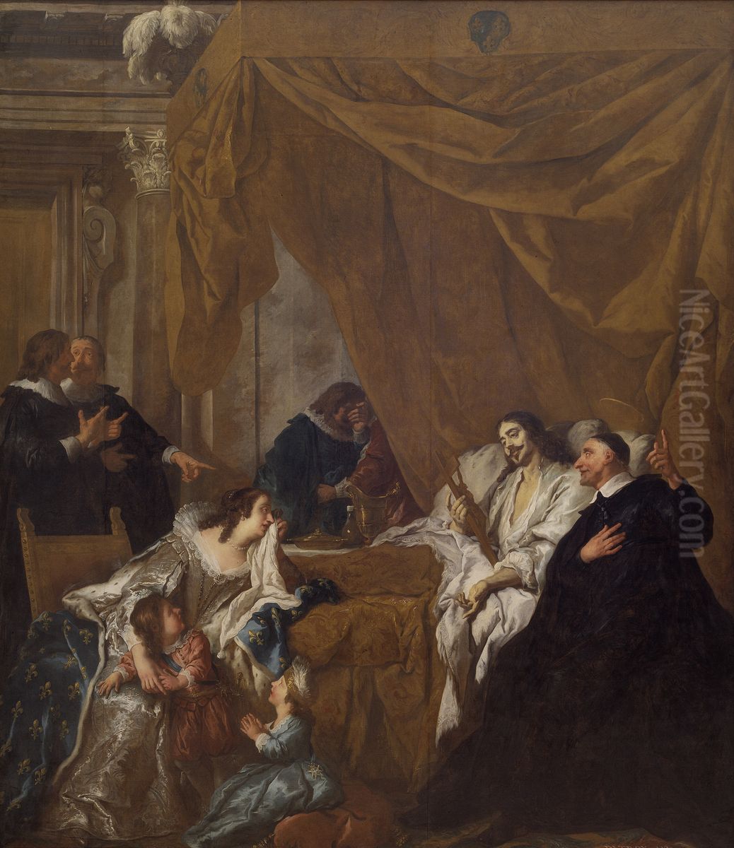 St Vincent de Paul at the Deathbed of Louis XIII Oil Painting by Jean-Francois de Troy