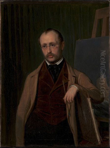 Portraet af marinemaleren Anton Melbye Oil Painting by Emil Baerentzen