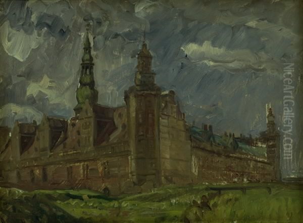 Kronborg set fra sydost Oil Painting by Albert Gottschalk