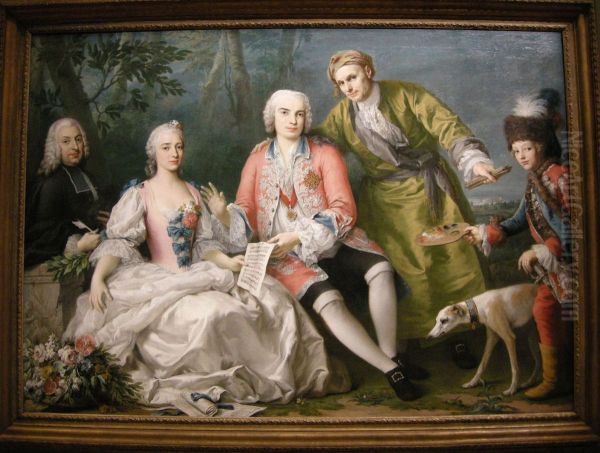 Il cantante Farinelli con amici Oil Painting by Jacopo Amigoni