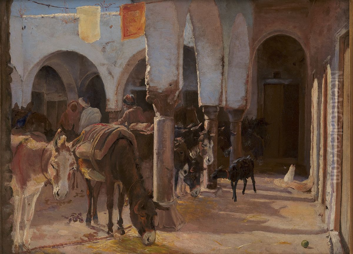 A Donkey House in Tunis. Oil Painting by Theodor Esbern Philipsen