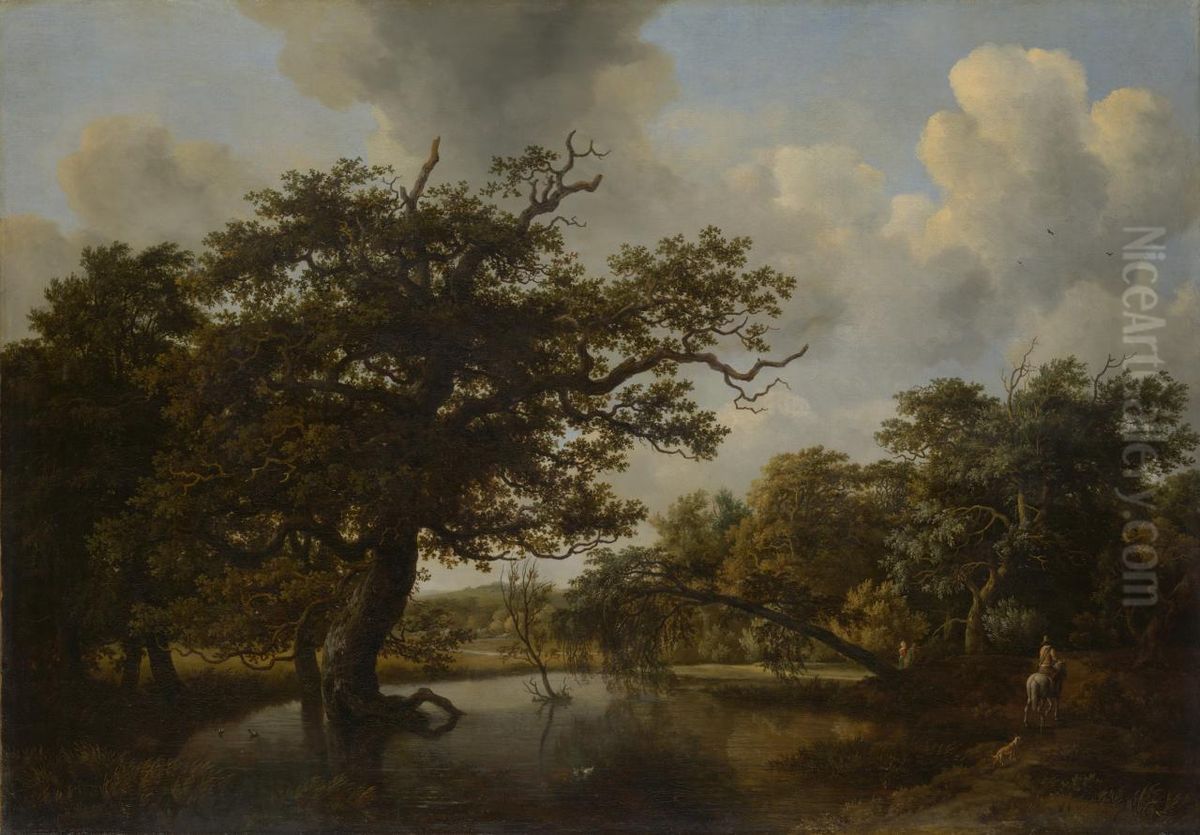 The old oak Oil Painting by Meindert Hobbema