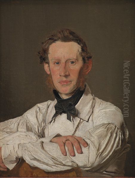 Portrait of the Animal Painter Christian Holm Oil Painting by Christen Kobke