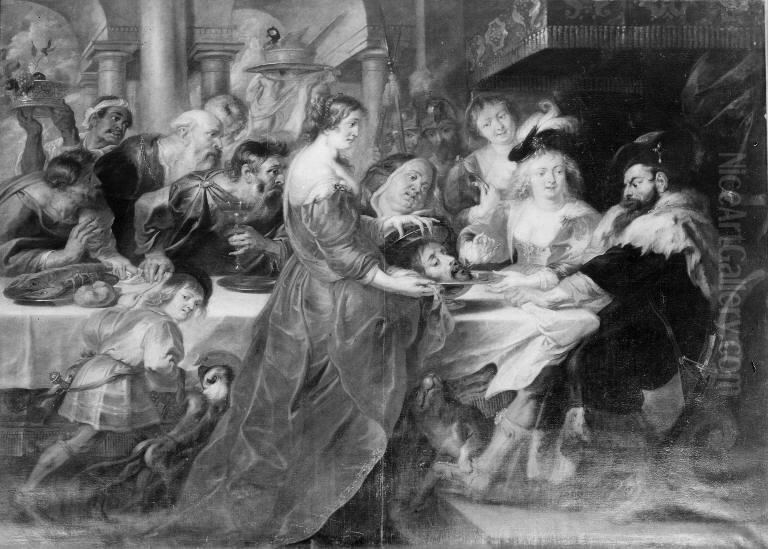 The Feast of Herod. Salome Bringing the Head of St John the Baptist on a Charger Oil Painting by (studio of) Rubens, Peter Paul