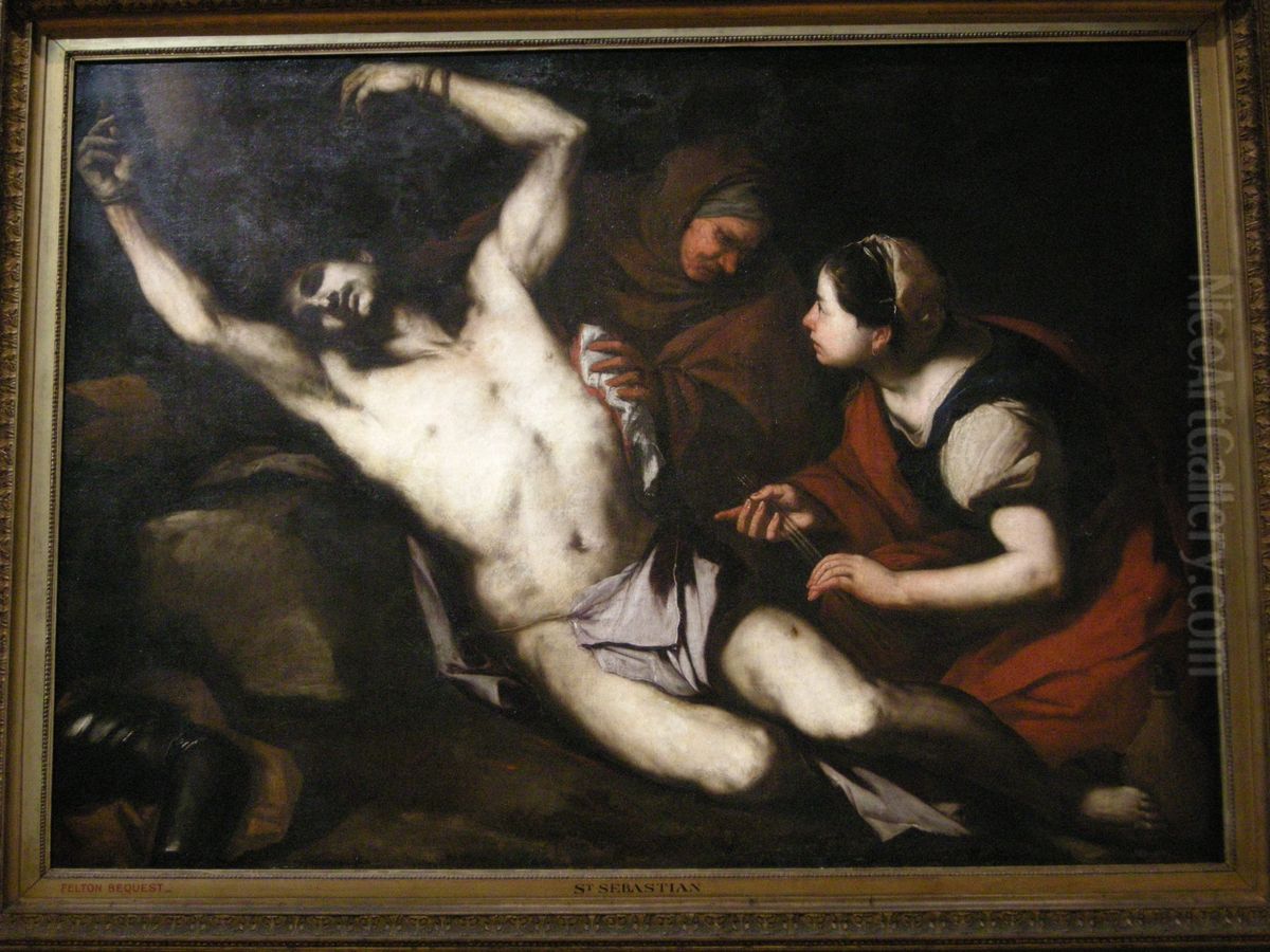 St Sebastian being cured by Irene Oil Painting by Luca Giordano