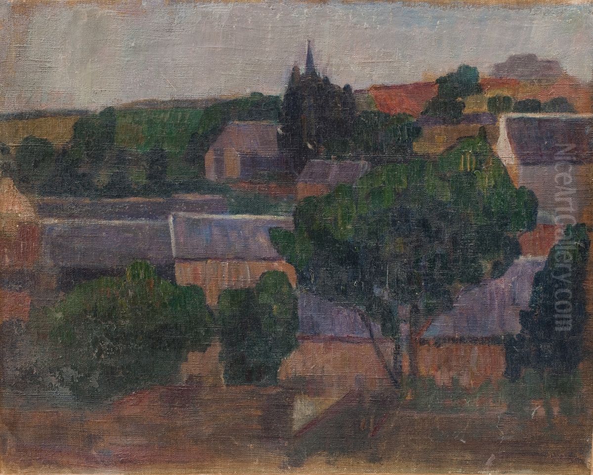 Village in Brittany Oil Painting by Gad Frederik Clement