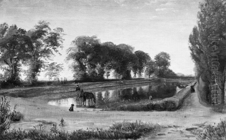 The Pond at Vognserup Manor, Zealand Oil Painting by P. C. Skovgaard