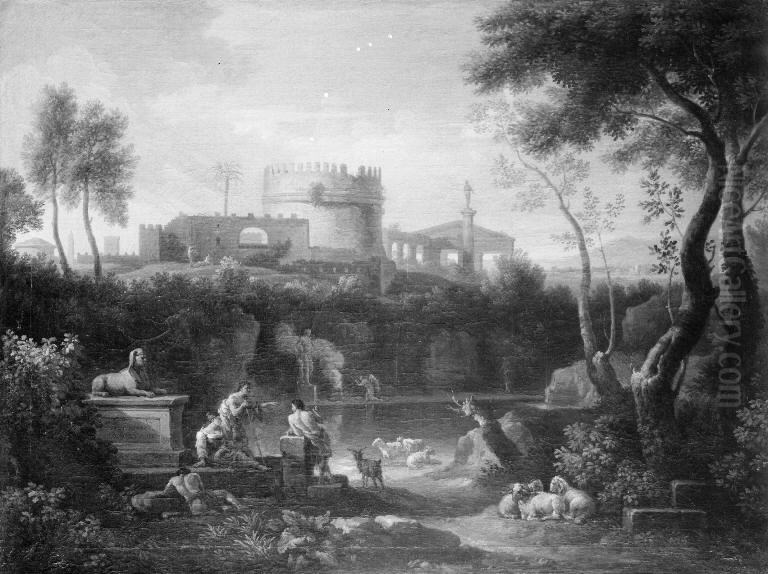 Landscape with the Tomb of Cecilia Metella Oil Painting by Jan Frans van Bloemen