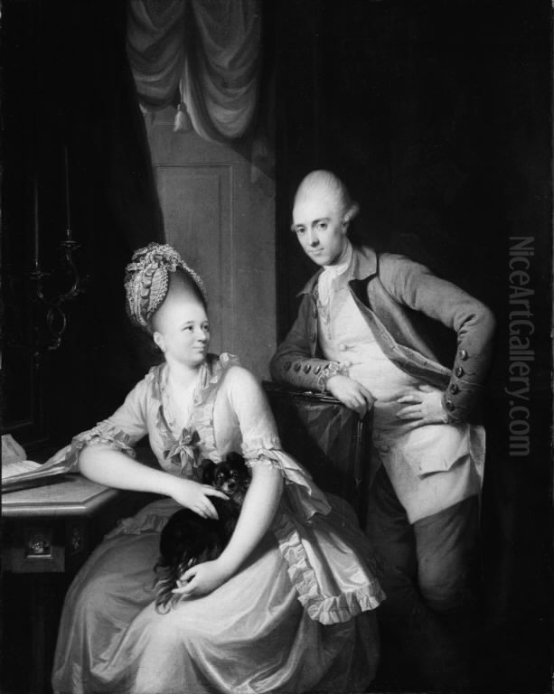 Portrait of Colonel Jean-Jacques Gautier and His Wife Oil Painting by Jens Juel