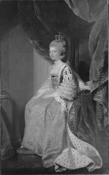 Charlotte  Sofie af Mecklenburg-Strelitz. Kong Georg III's gemalinde Oil Painting by Of Sir Joshua Reynolds