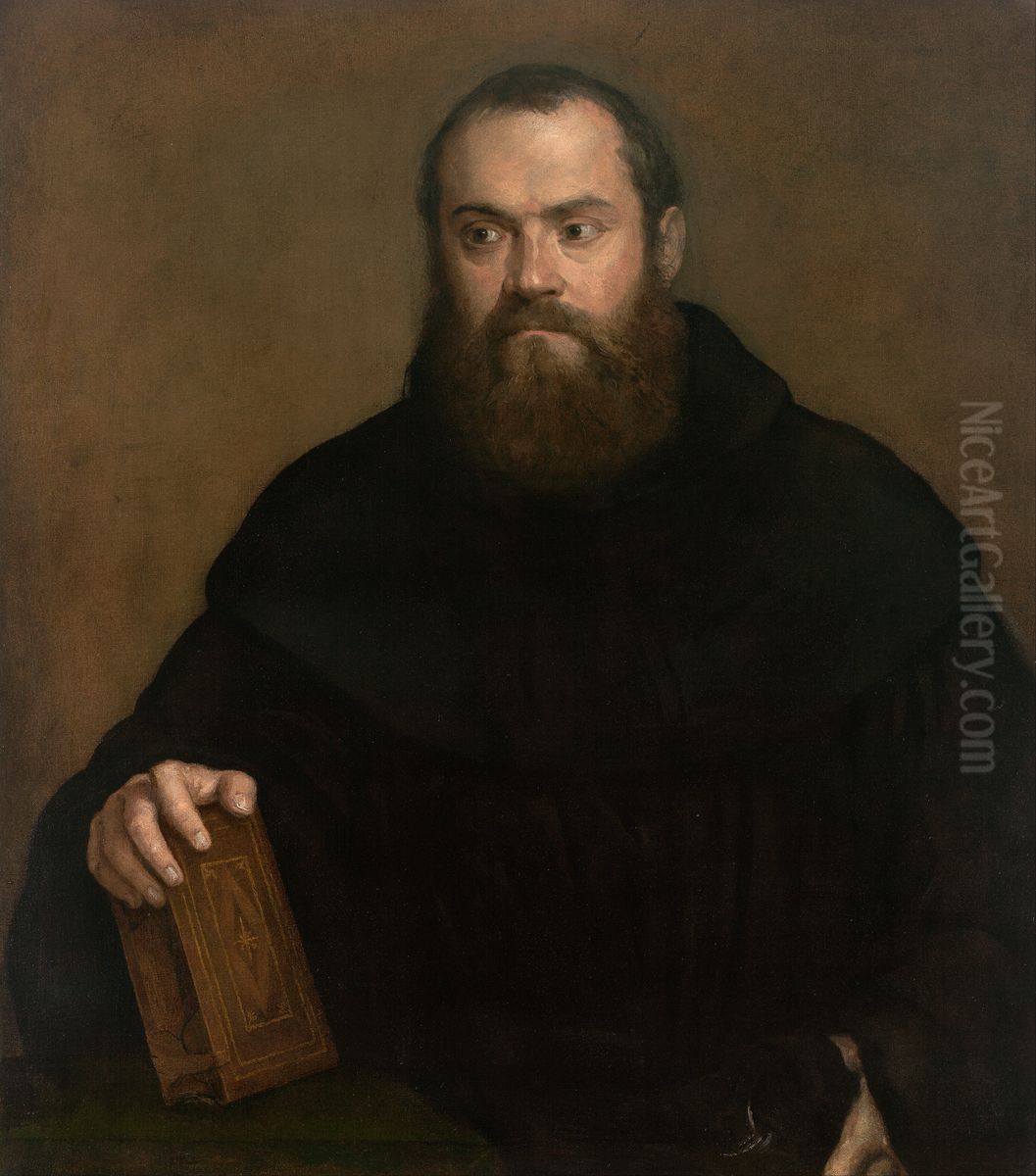 A monk with a book Oil Painting by Titian