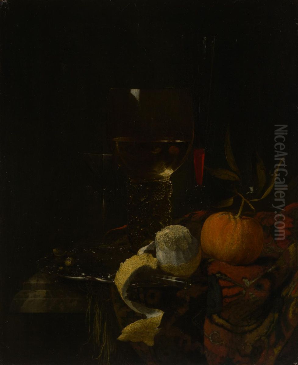 Still life with glasses and fruit Oil Painting by Willem Kalf