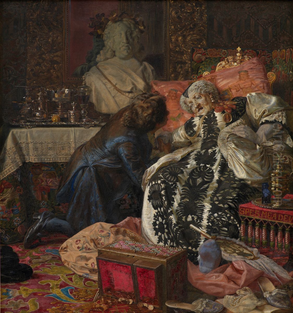 The Death of Queen Sophie Amalie Oil Painting by Kristian Zahrtmann