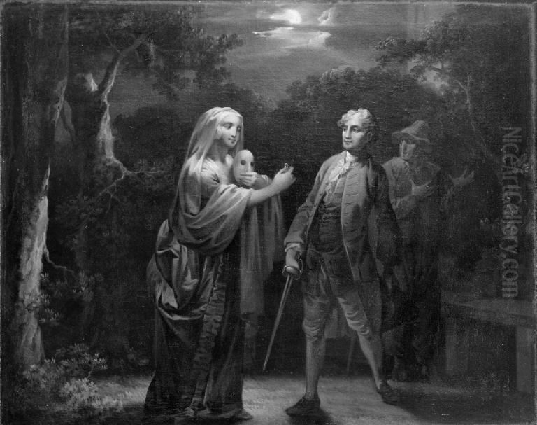 De Usynlige, III akt, 3. scene Oil Painting by Christian August Lorentzen