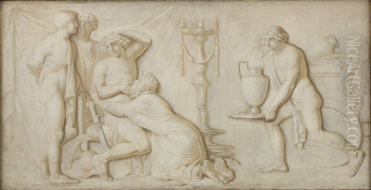 King Priam Pleading with Achilles for the Corpse of Hector Oil Painting by Nicolai Abildgaard