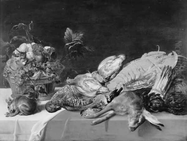 Still Life with Small Game, Fruit, Lobster and a Squirrel Oil Painting by Frans Snyders