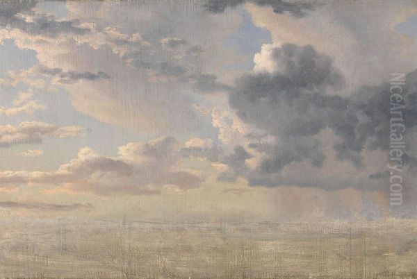 Study of Clouds over the Sound Oil Painting by Christoffer Wilhelm Eckersberg