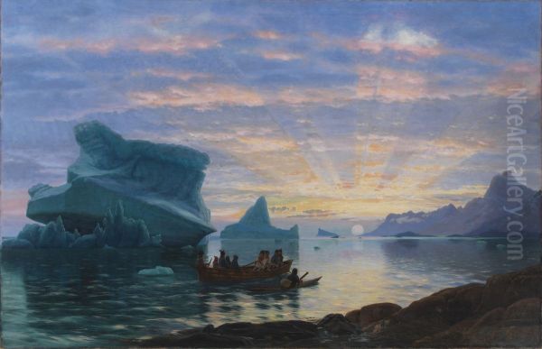 Midnight at the coast of Greenland Oil Painting by Carl Rasmussen